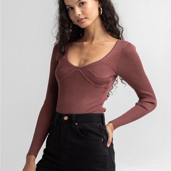 LOVE TREE Scoop Neck Bodysuit, Size S, NWT - Picture 2 of 13